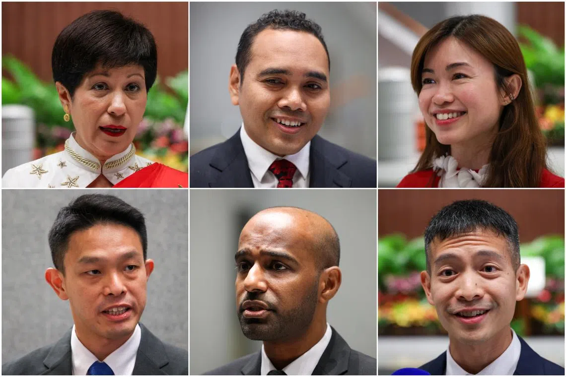 ST spoke to MPs (clockwise from top left) Indranee Rajah, Zhulkarnian Abdul Rahim, Tin Pei Ling, Shawn Loh, Hamid Razak and David Hoe for their take on the most pressing concerns Singaporeans face.
