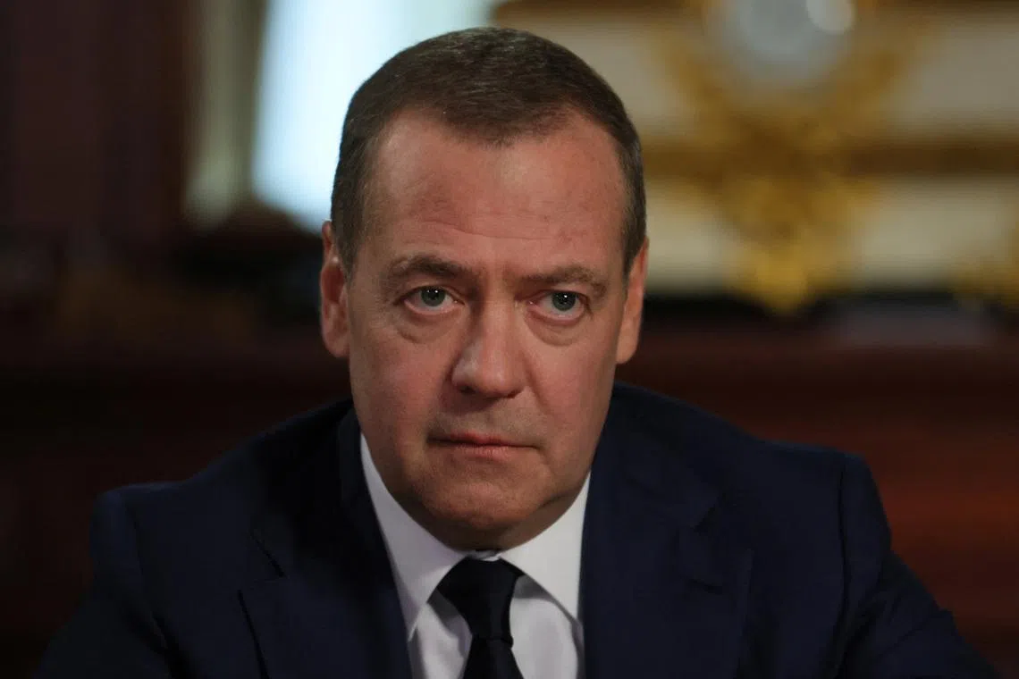Deputy Chairman of the Russian Security Council Dmitry Medvedev attends an interview with Reuters, TASS and WarGonzo in the Moscow region, Russia, January 29, 2026. Dmitry Medvedev's Secretariat/Handout via REUTERS