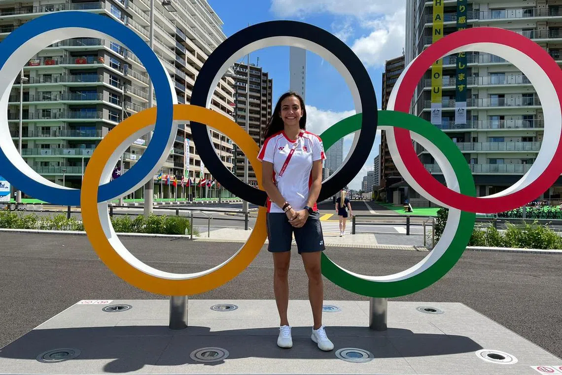 Singaporean fencer Amita Berthier at the Tokyo Games Village in 2021
