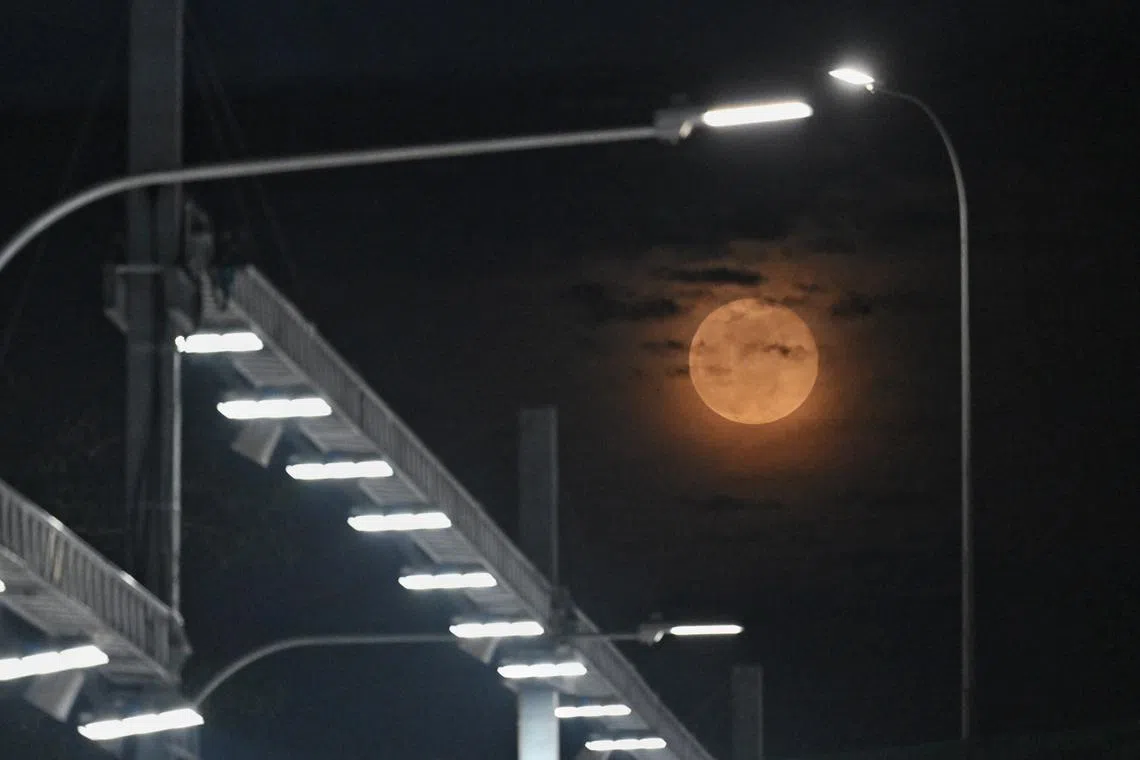  The super moon seen along the Marina Bay Street circuit on Sep 18, 2024. 