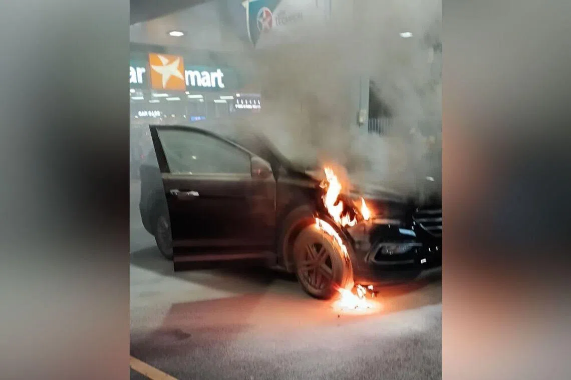 The Singapore Civil Defence Force said the cause of the fire, which involved the engine compartment of a car, is under investigation.