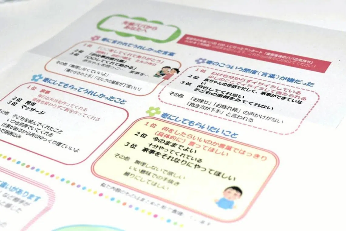 The flyer had included a section on what new fathers liked and disliked about their wives’ behaviour after giving birth.