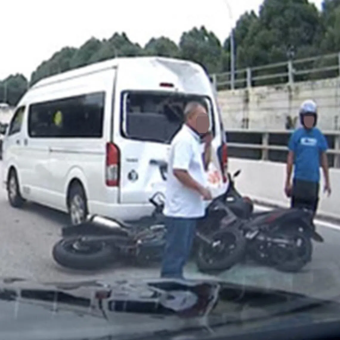 The accident took place at about 8am on Monday and involved a minibus and two motorcycles.