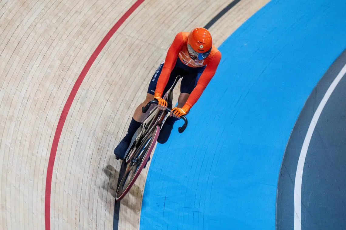 FILE PHOTO: Cycling - UCI Track Cycling World Championships - Ballerup Super Arena, Ballerup, Denmark - October 16, 2024 Netherlands' Lorena Wiebes in action during the women's scratch race Thomas Traasdahl/Ritzau Scanpix via REUTERS/File Photo