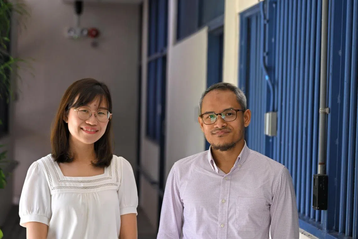 Muhammad Khairy Norady (right) and Ong Ying Kai, prison school teachers, pictured on Sept 13, 2023.