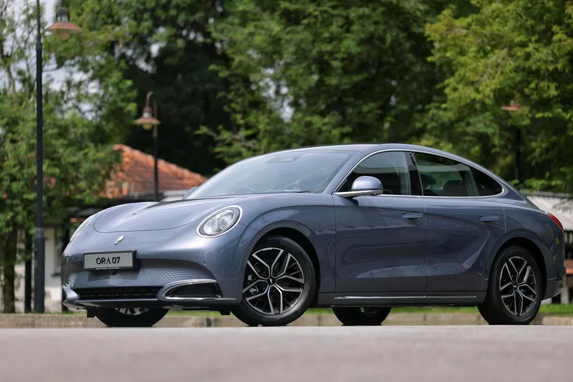 Outdoor shoot for the Ora 07 electric saloon on Feb 13, 2025.