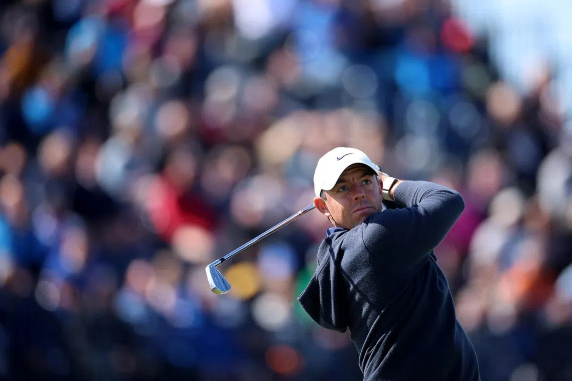 Northern Ireland's Rory McIlroy in action during a practice round aead of the 151st Open Championship in Royal Liverpool, Hoylake. 
