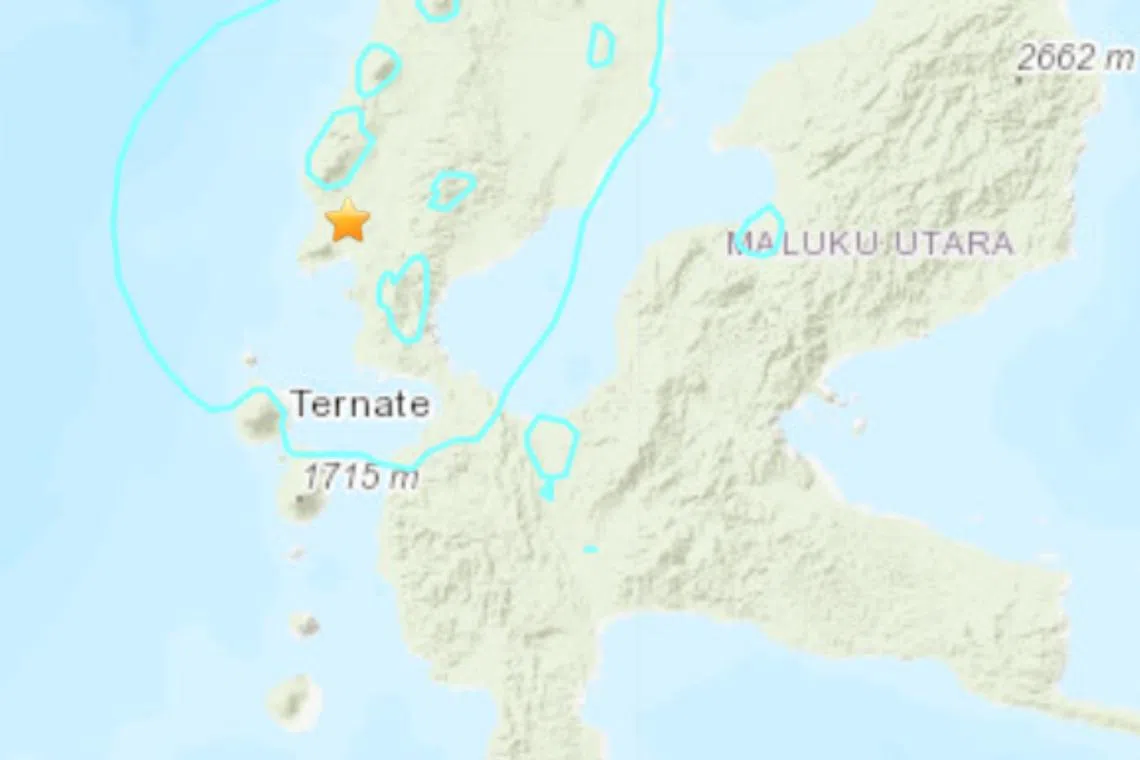 Indonesian geological agency pegged the magnitude at 5.9 with no threat of tsunami.