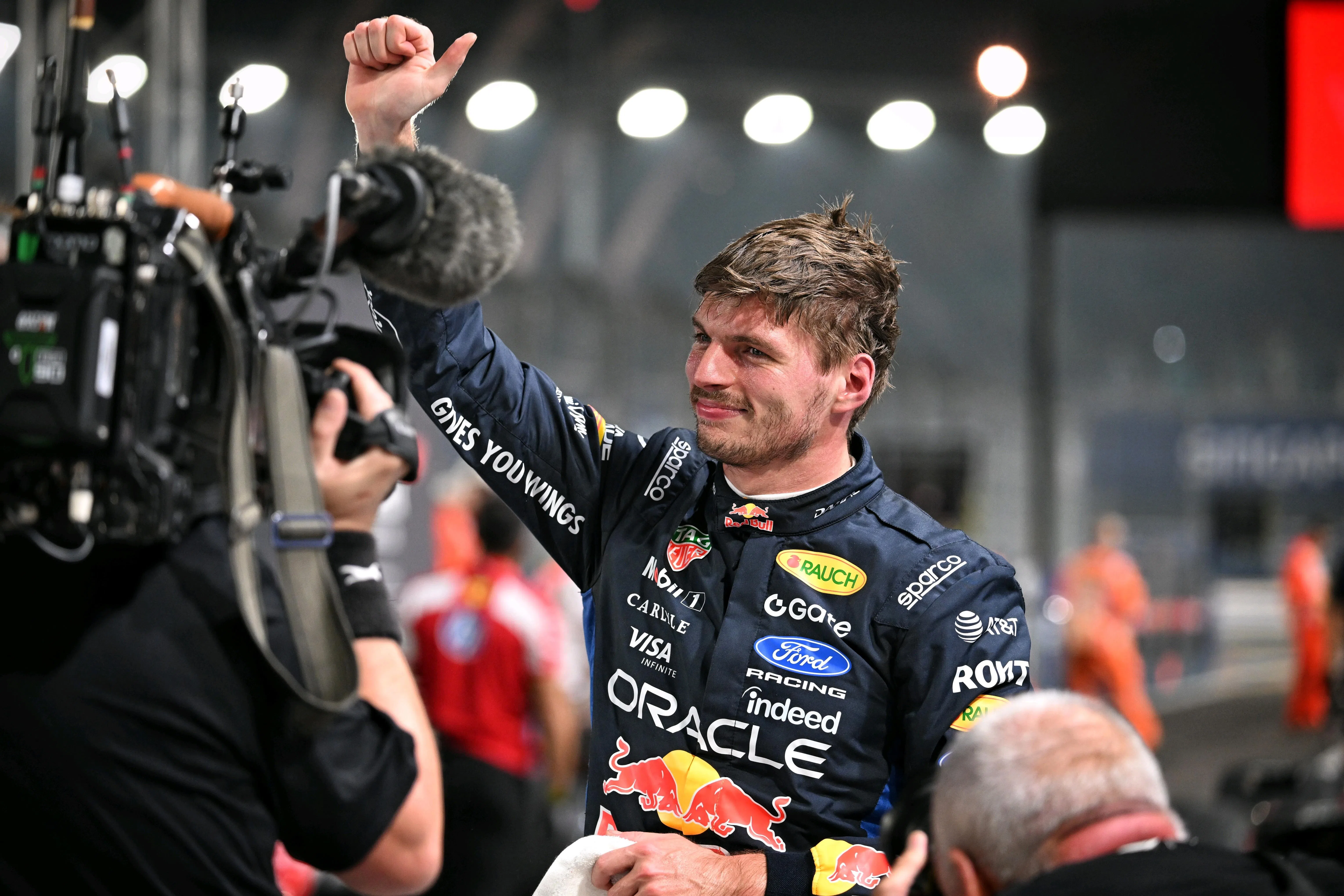 [NOTE: F1 photos are for editorial use only and NOT for sale.]

No. 3 Oracle Red Bull Racing, Dutch driver, Max Verstappen, winning the pole position at Marina Bay Street Circuit, on Oct 10, 2026.