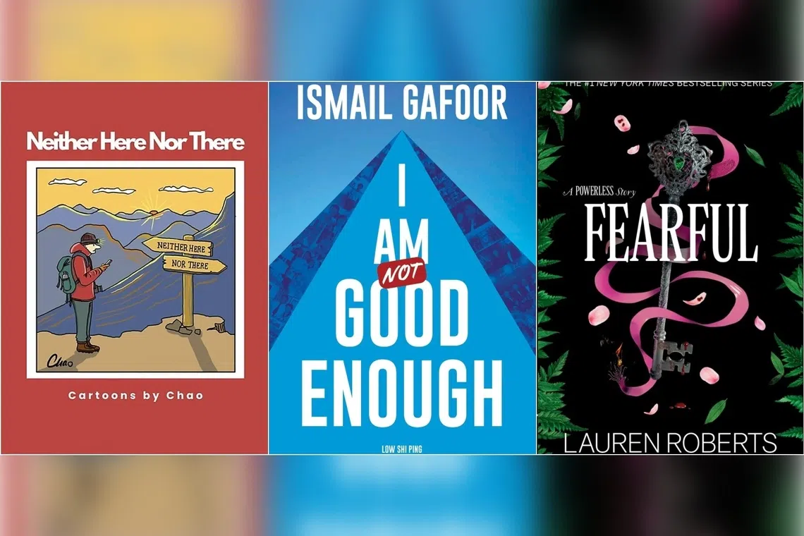 (From left) Neither Here Nor There by Chao, I Am Not Good Enough by Ismail Gafoor and Low Shi Ping and Fearful by Lauren Roberts.