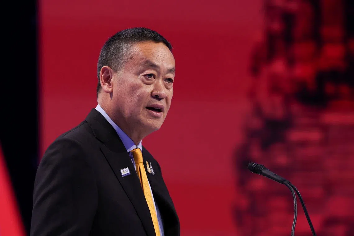 Srettha Thavisin, Prime Minister of Thailand, speaks at the Asia-Pacific Economic Cooperation (APEC) CEO Summit in San Francisco, California, U.S., November 15, 2023. REUTERS/Carlos Barria/File Photo