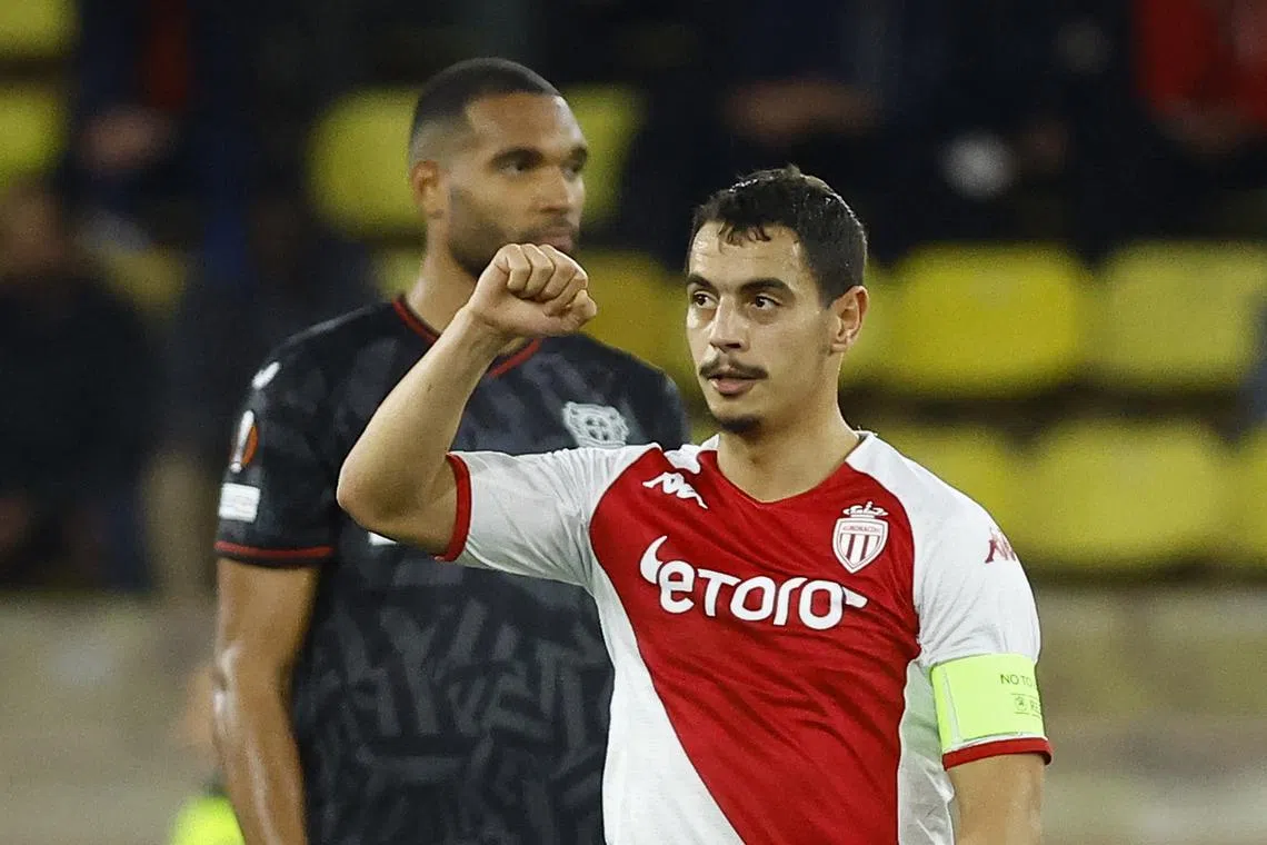Soccer Football - Europa League - Play-Off Second Leg - AS Monaco v Bayer Leverkusen - Stade Louis II, Monaco, France - February 23, 2023 AS Monaco's Wissam Ben Yedder celebrates scoring their first goal REUTERS/Eric Gaillard/ File Photo
