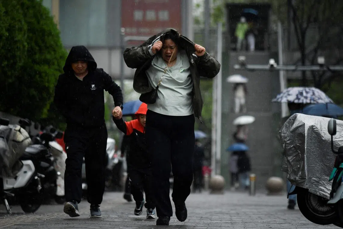 A yellow alert was issued in parts of Zhejiang, Fujian, Guangdong and Guangxi, indicating a relatively high risk of mountain flooding, Xinhua said.