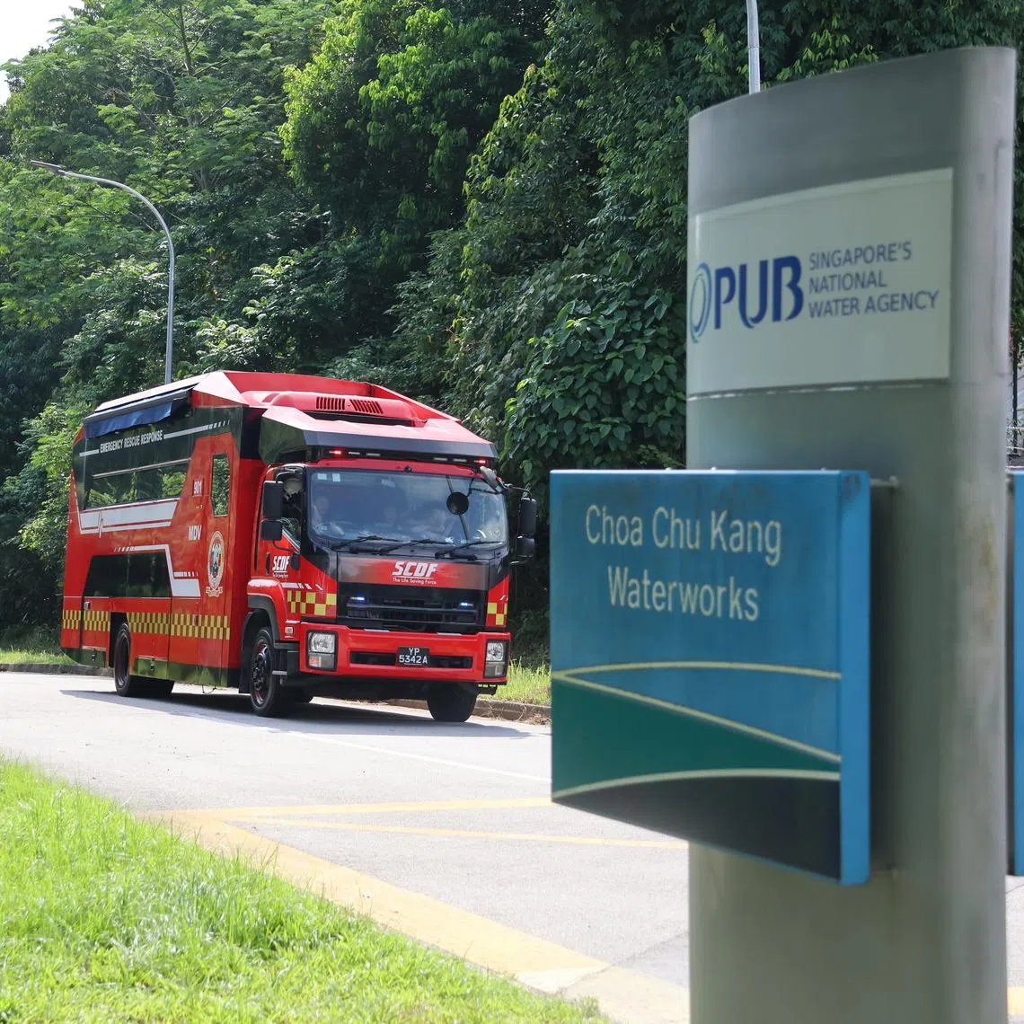 The Singapore Civil Defence Force responding to a hazardous material incident at PUB’s Choa Chu Kang Waterworks on May 23, 2024.