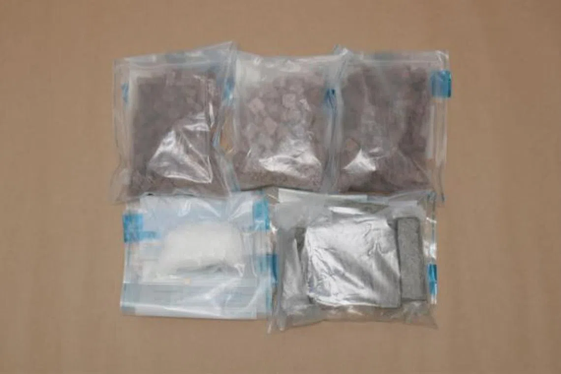 About 1.4kg of heroin, 495g of cannabis and 115g of Ice were found in the Malaysia-registered car's glove compartment.