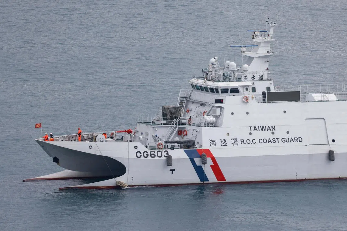 A Taiwan Coast Guard patrol vessel moves in Keelung, as China conducts \"Justice Mission 2025\" military drills around Taiwan, in Keelung, Taiwan, December 30, 2025. REUTERS/Ann Wang