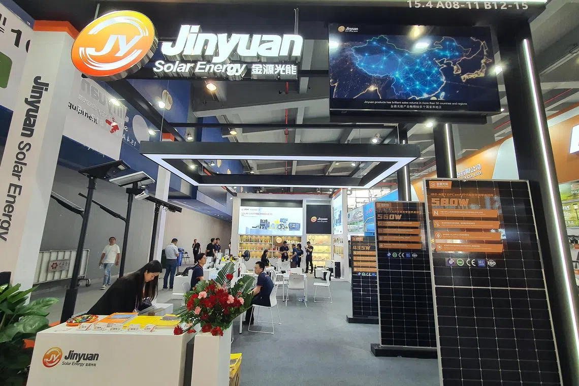 Guangdong Jinyuan Solar Energy displaying its solar panels at the Canton Fair in Guangzhou, China. The world’s top 100 innovation clusters are spread across 33 economies. 