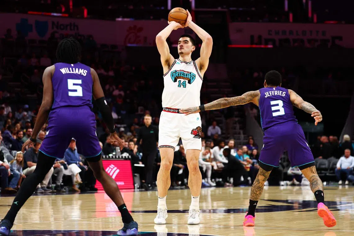 Memphis Grizzlies could look to Zach Edey (centre) to help seal NBA play-off spot, after the recent loss of rookie forward Jaylen Wells who sustained a broken right wrist.
