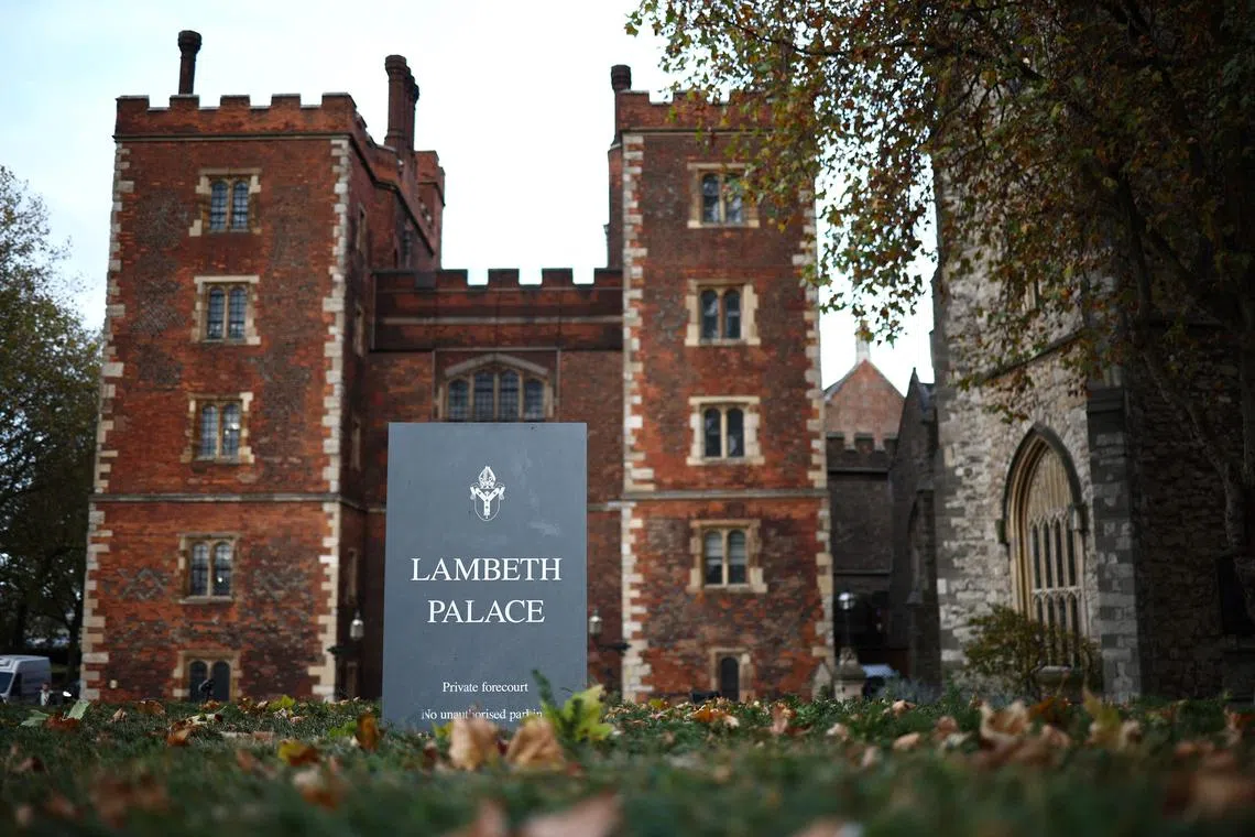 A picture shows Lambeth Palace, the official residence of the Archbishop of Canterbury, in London on November 12, 2024. The leader of the world's Anglican communion, Archbishop of Canterbury Justin Welby, said on November 12, 2024 he was resigning following a damning report that concluded the Church of England covered up a serial abuse case. (Photo by HENRY NICHOLLS / AFP)