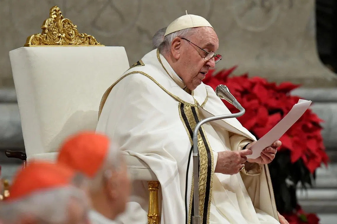 Pope Francis asked people to look beyond the consumerism that has "packaged" Christmas.