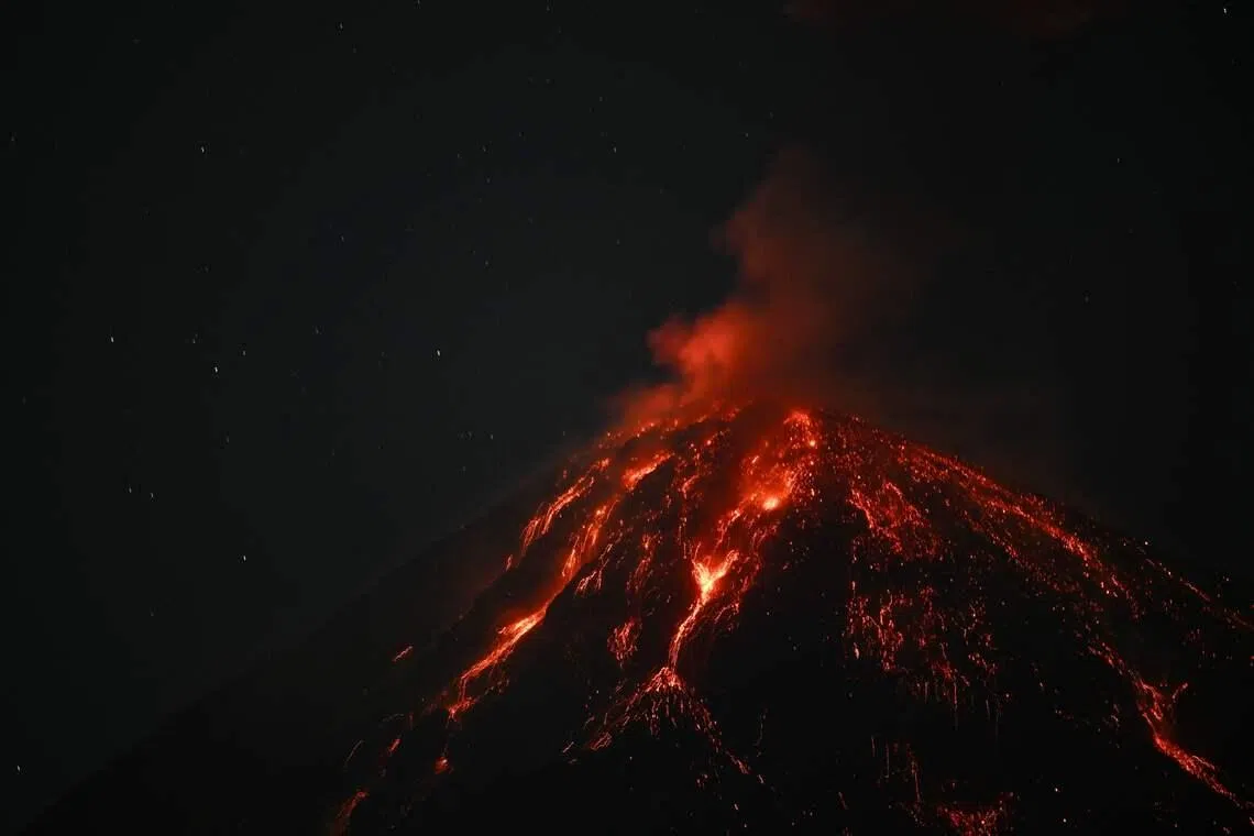 The Fuego volcano is pictured erupting from Alotenango, Sacatepequez department, some 65 kilometers southwest of Guatemala City on March 1, 2026. 