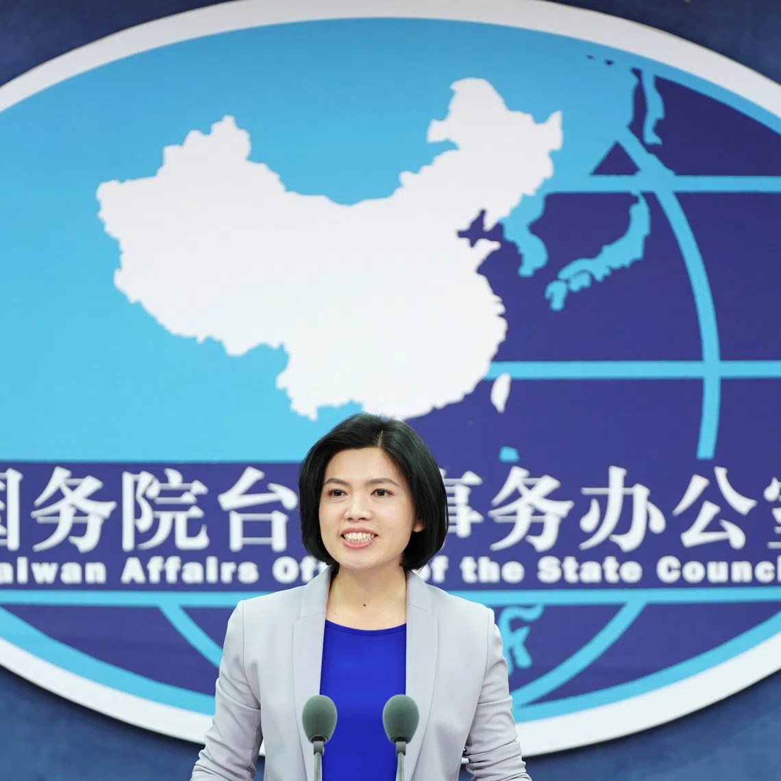 Zhu Fenglian, the new spokesperson for China's Taiwan Affairs Office of the State Council, speaks at a news conference in Beijing, China November 27, 2019. REUTERS/Stringer