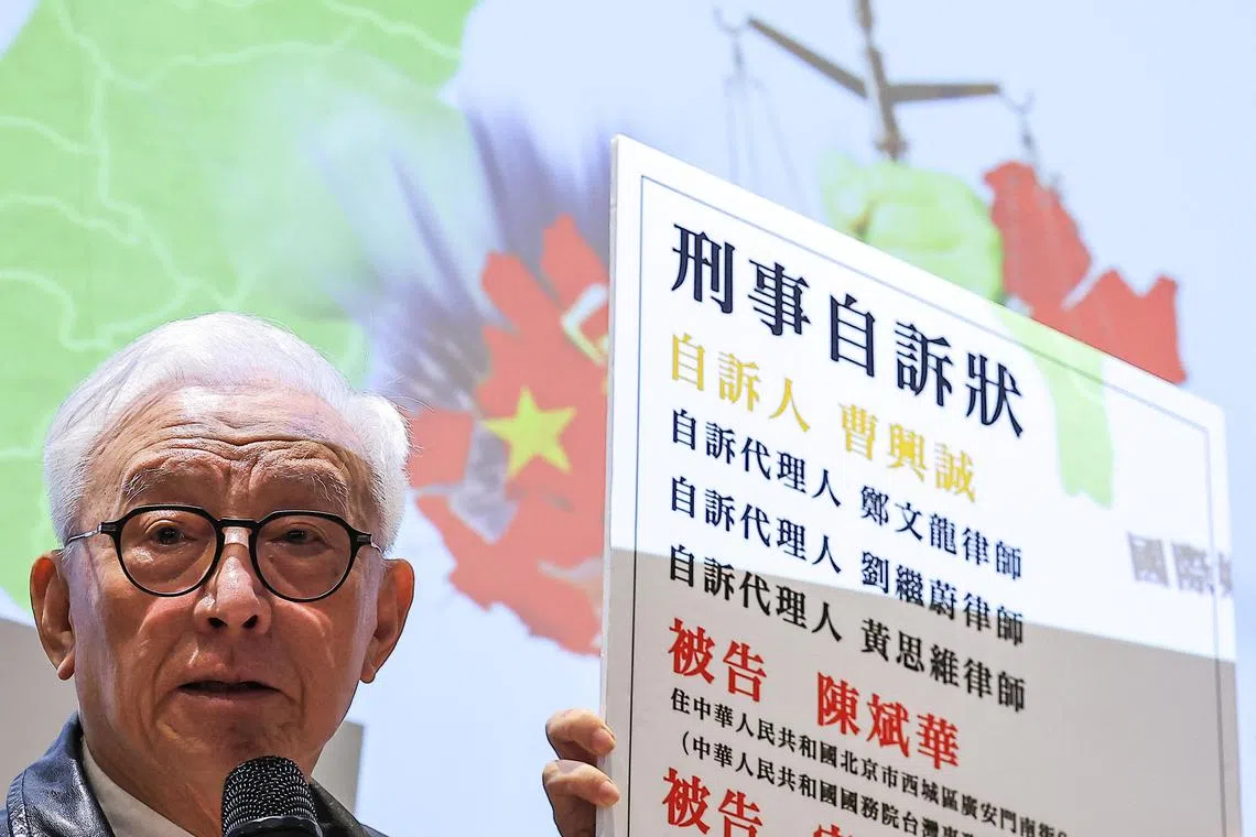 Mr Tsao said China was threatening the lawful holding of political views in Taiwan and his personal safety.