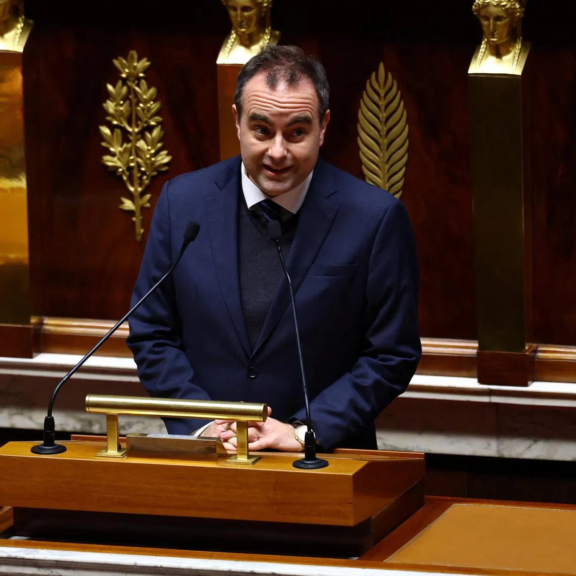 French Prime Minister Sebastien Lecornu delivers a speech to announce the use by the French government of article 49.3, a special clause in the French Constitution, to push the first part of the budget bill for 2026 (PLF 2026) through the National Assembly without a vote by lawmakers, during a new debate on the draft budget bill at the National Assembly in Paris, France, January 20, 2026. REUTERS/Sarah Meyssonnier