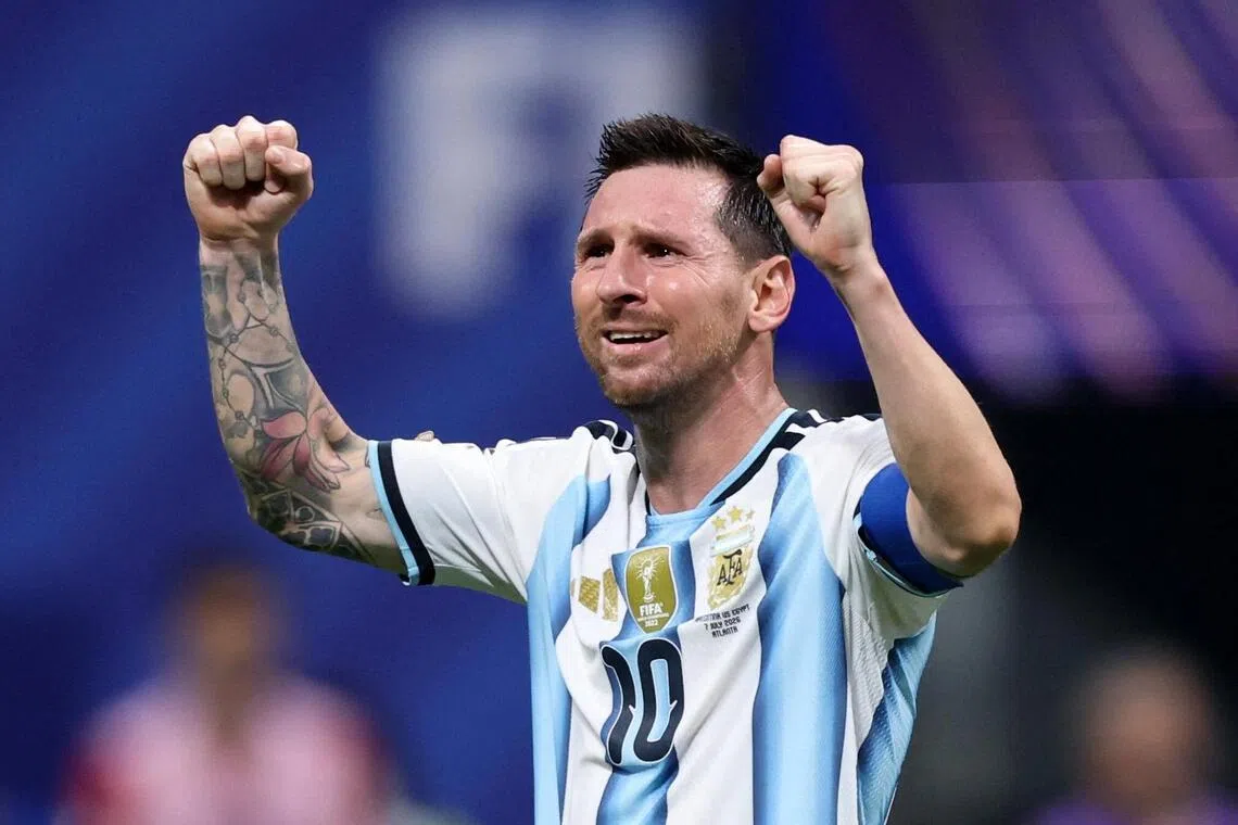 Soccer Football - FIFA World Cup 2026 - Round of 16 - Argentina v Egypt - Atlanta Stadium, Atlanta, Georgia, U.S. - July 7, 2026
Argentina's Lionel Messi celebrates after the match as Argentina qualify for the quarter finals of the World Cup IMAGN IMAGES via Reuters/Brett Davis