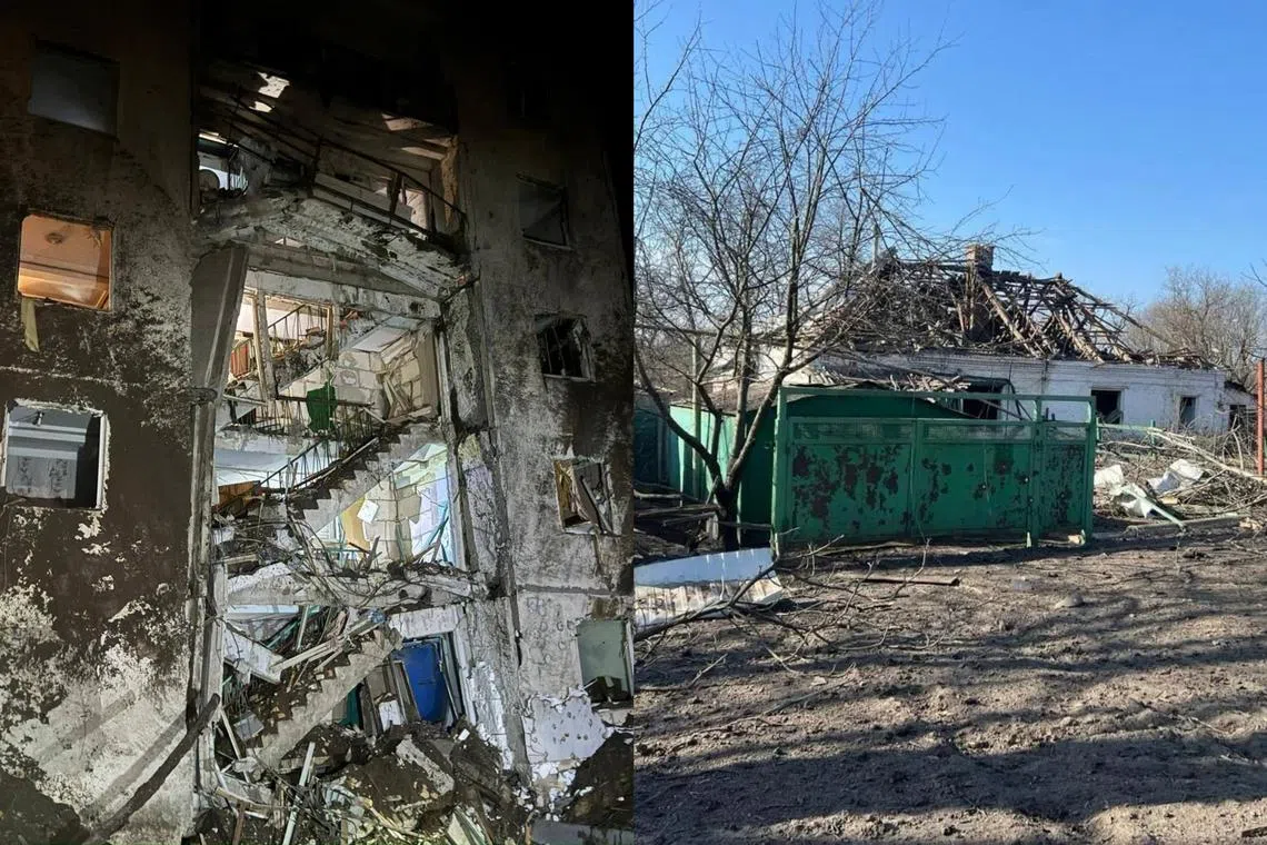 A boy aged seven was injured in a Russian attack on Ukraine's Kherson (left), while a 46-year-old man was killed in the front-line town of Chasiv Yar.