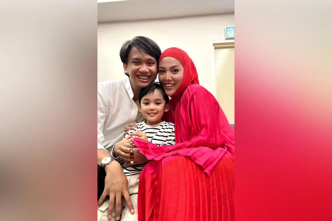 Shila Amzah with her husband, Ubaidillah Zulkefli, and her son Seth Uwais.