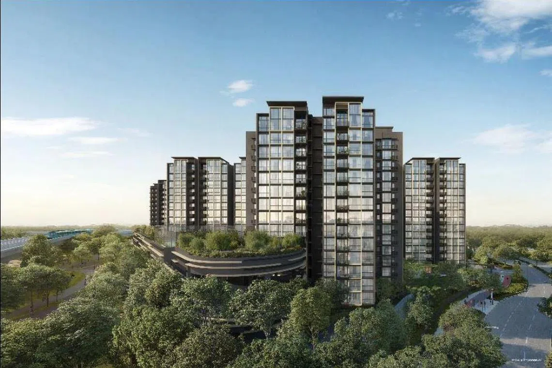 Artist’s impression of CDL's Copen Grand, first executive condominium in Tengah Town.  For the full year, CDL's net profit was down 75.3 per cent to $317.3 million.