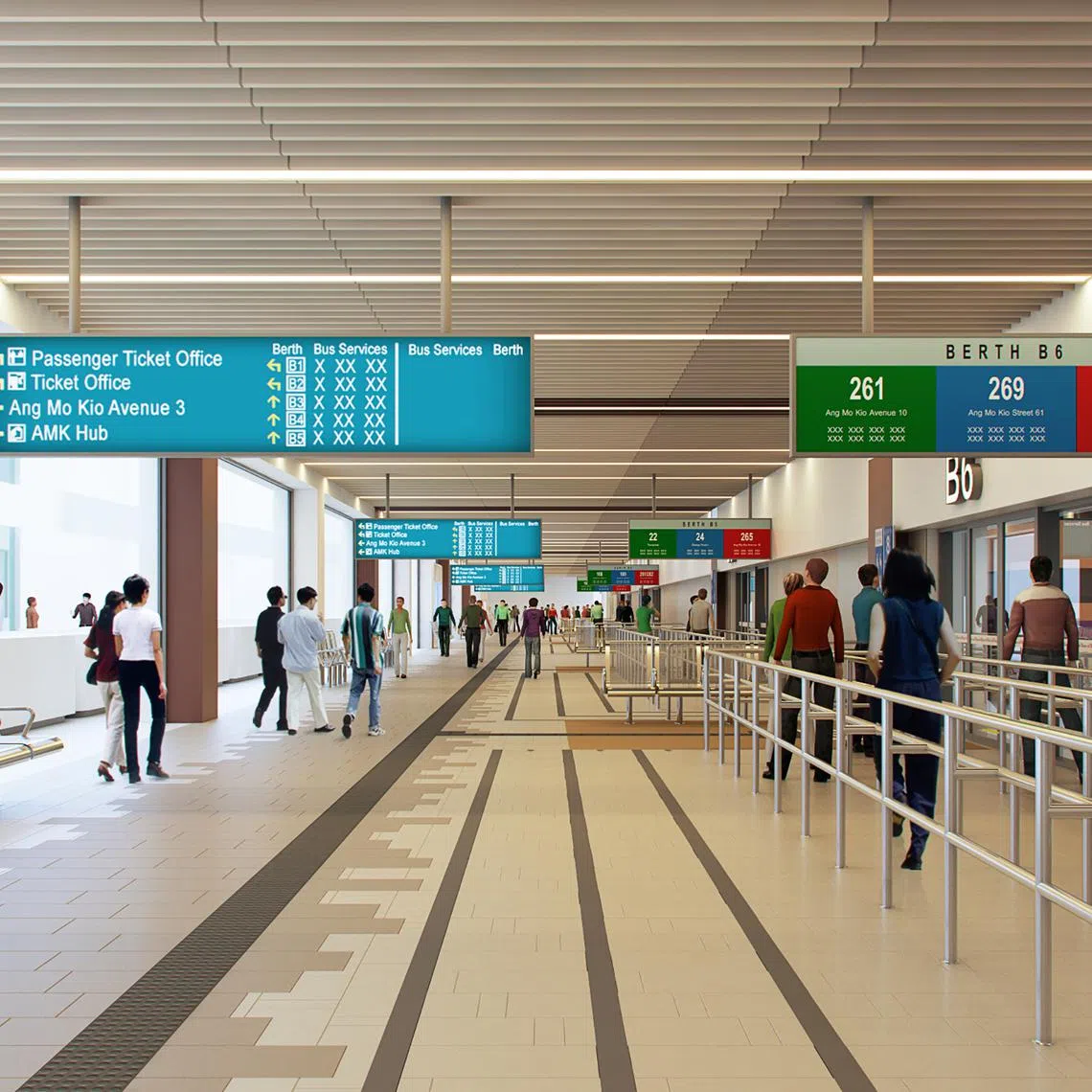 Artist’s impression of Ang Mo Kio interchange after upgrading works, including new lit signage.