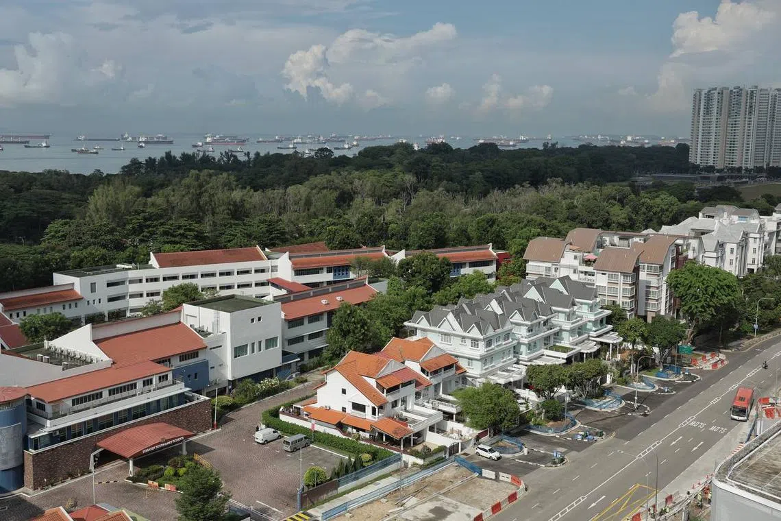 The two plots of land (forested area), will be sites to the first HDB flats in Bayshore, behind Temasek Secondary School (left) on June 20.