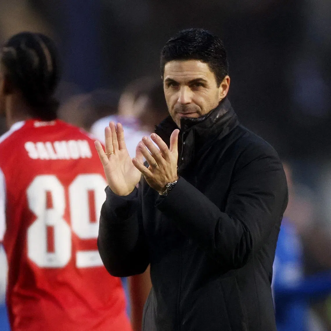 Soccer Football - FA Cup - Third Round - Portsmouth v Arsenal - Fratton Park, Portsmouth, Britain - January 11, 2026 Arsenal manager Mikel Arteta applauds fans after the match REUTERS/Toby Melville