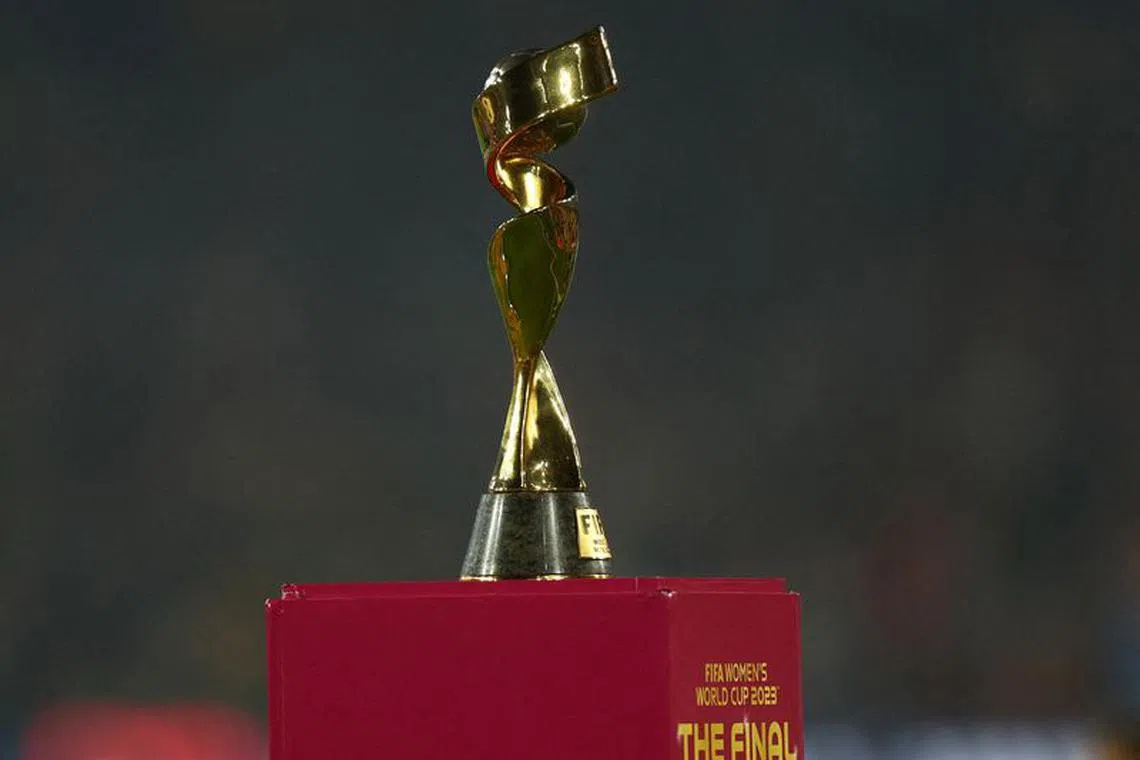 FILE PHOTO: Soccer Football - FIFA Women's World Cup Australia and New Zealand 2023 - Final - Spain v England - Stadium Australia, Sydney, Australia - August 20, 2023 General view of World Cup trophy on display before the match REUTERS/Hannah Mckay/File Photo