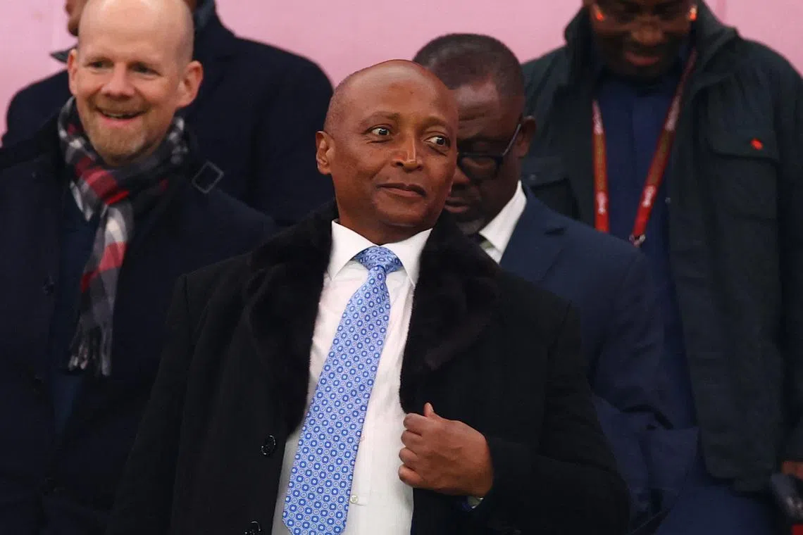 Soccer Football - CAF Africa Cup of Nations - Morocco 2025 - Quarter Final - Morocco v Cameroon - Prince Moulay Abdellah Stadium, Rabat, Morocco - January 9, 2026 CAF president Patrice Motsepe in the stands REUTERS/Siphiwe Sibeko