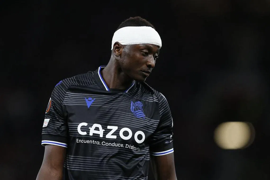 Soccer Football - Europa League - Group E - Manchester United v Real Sociedad - Old Trafford, Manchester, Britain - September 8, 2022 Real Sociedad's Umar Sadiq reacts REUTERS/Craig Brough/File Photo