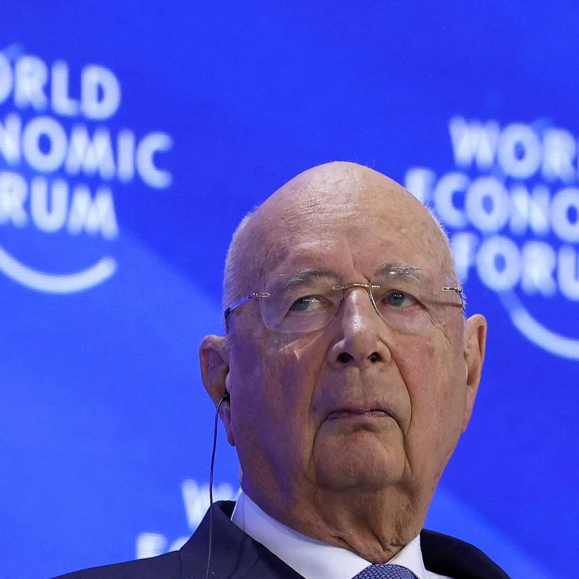 FILE PHOTO: World Economic Forum (WEF) Founder and Chairman Klaus Schwab gives his welcoming remarks at the 55th annual World Economic Forum (WEF) meeting in Davos, Switzerland, January 21, 2025. REUTERS/Yves Herman/File Photo