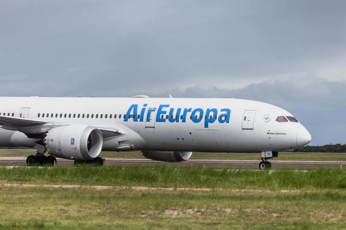 The Boeing 787-9 Dreamliner aircraft is seen at Natal International Airport, in Sao Goncalo do Amarante, Rio Grande do Norte state, Brazil July 1, 2024. REUTERS/Alexandre Lago
