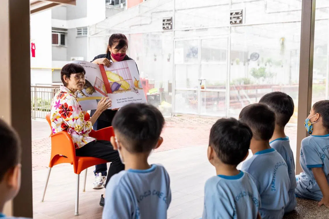 The pilot programme gets seniors to read to pre-schoolers and tend to a vegetable farm with primary school pupils.