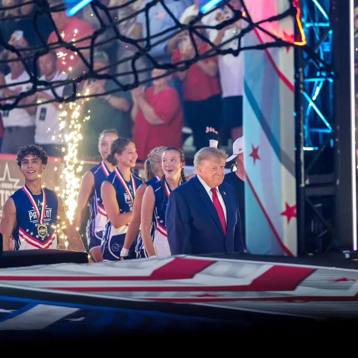 President Donald Trump attends the Patriot Games at SPIRE Academy in Geneva, Ohio, on Aug 11.