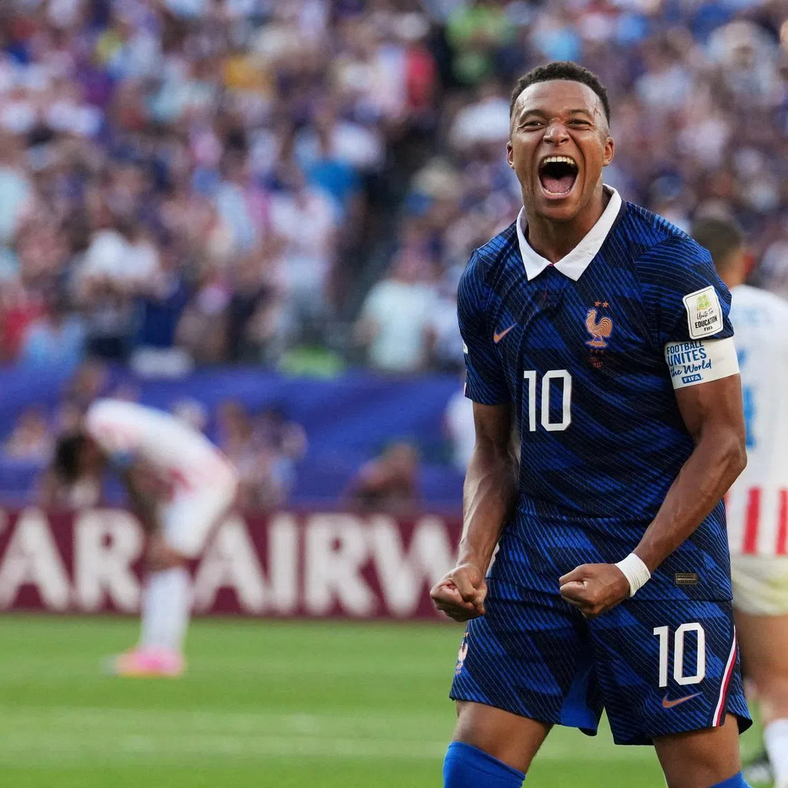 Soccer Football - FIFA World Cup 2026 - Round of 16 - Paraguay v France - Philadelphia Stadium, Philadelphia, Pennsylvania, U.S. - July 4, 2026 France's Kylian Mbappe celebrates after the match IMAGN IMAGES via Reuters/James Lang