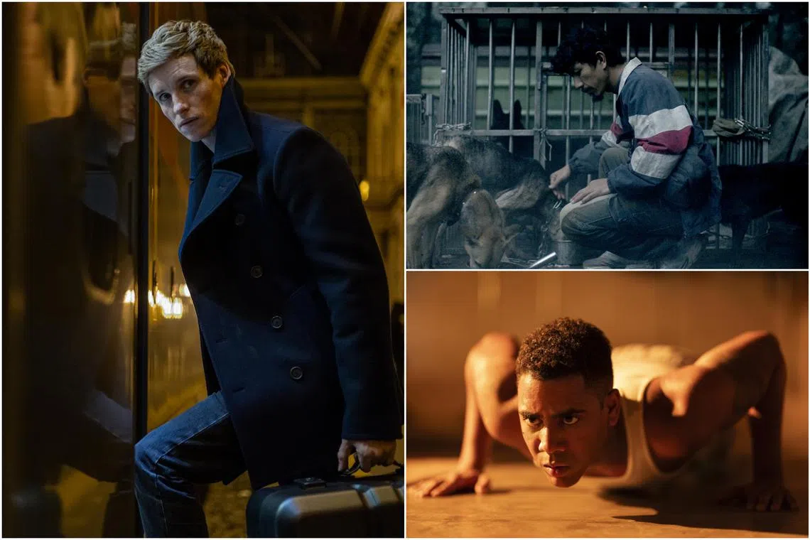 (Clockwise from left) Eddie Redmayne in The Day Of The Jackal, Thai actor Wanlop Rungkumjad in Mongrel and Jharrel Jerome in Unstoppable.