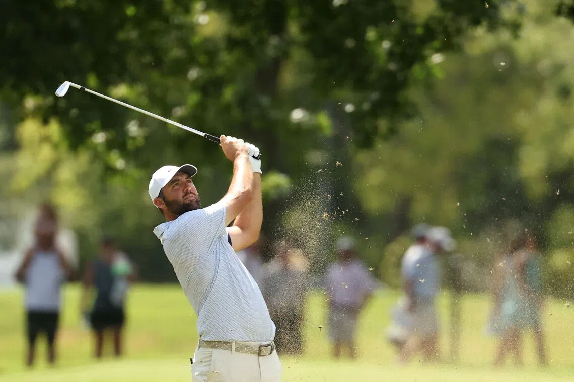 Scottie Scheffler shot a two-under 68 to maintain the lead on Aug 15, as he aims for his first victory since January.