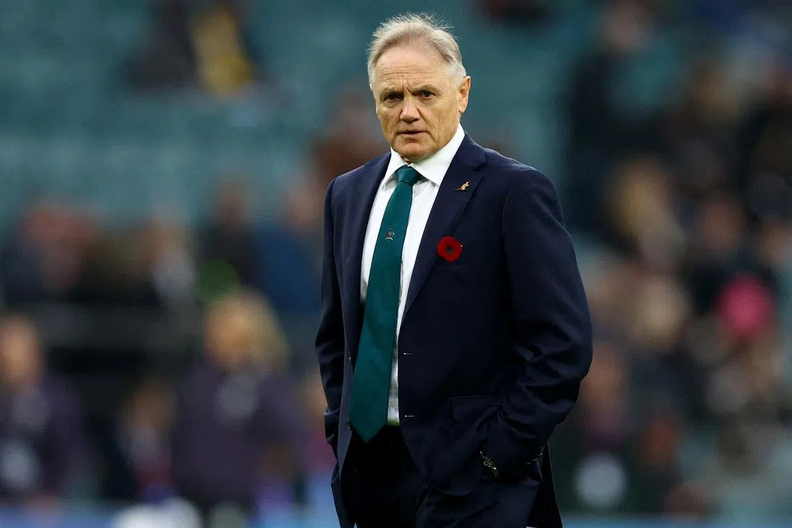 FILE PHOTO: Rugby Union - Autumn Internationals - England v Australia - Allianz Stadium Twickenham, London, Britain - November 9, 2024 Australia head coach Joe Schmidt before the match Action Images via Reuters/Andrew Boyers/File Photo