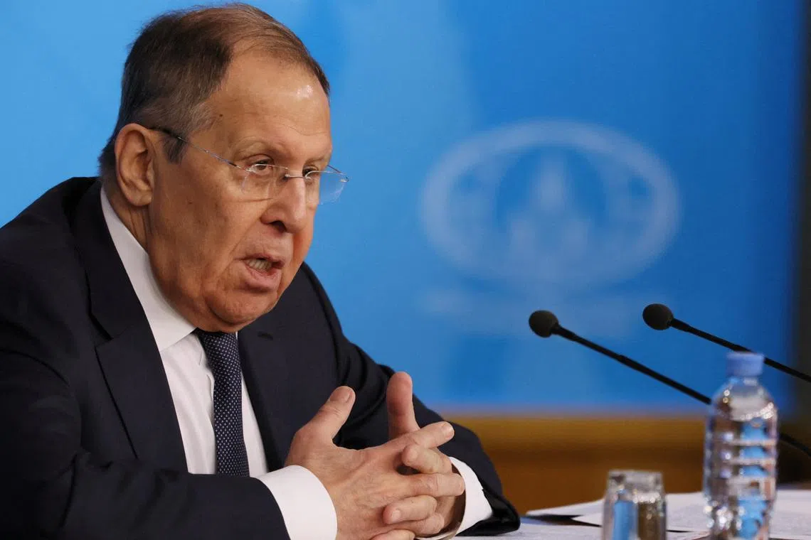 Russian Foreign Minister Sergei Lavrov speaks during his annual press conference in Moscow, Russia January 20, 2026. REUTERS/Shamil Zhumatov
