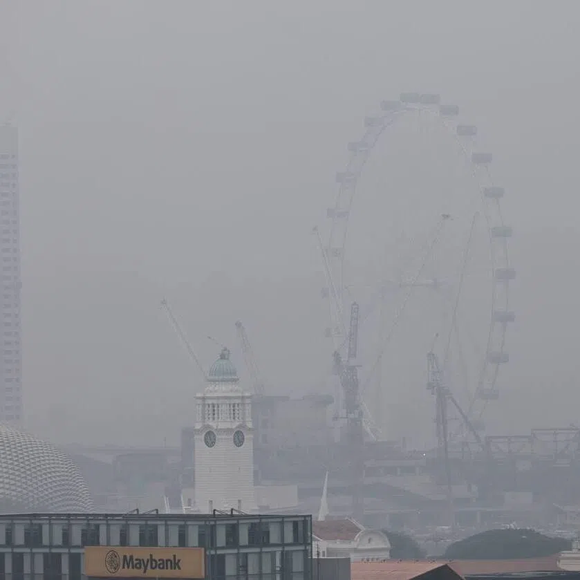 Hazy conditions seen from Chinatown at about 5pm on Sept 28.