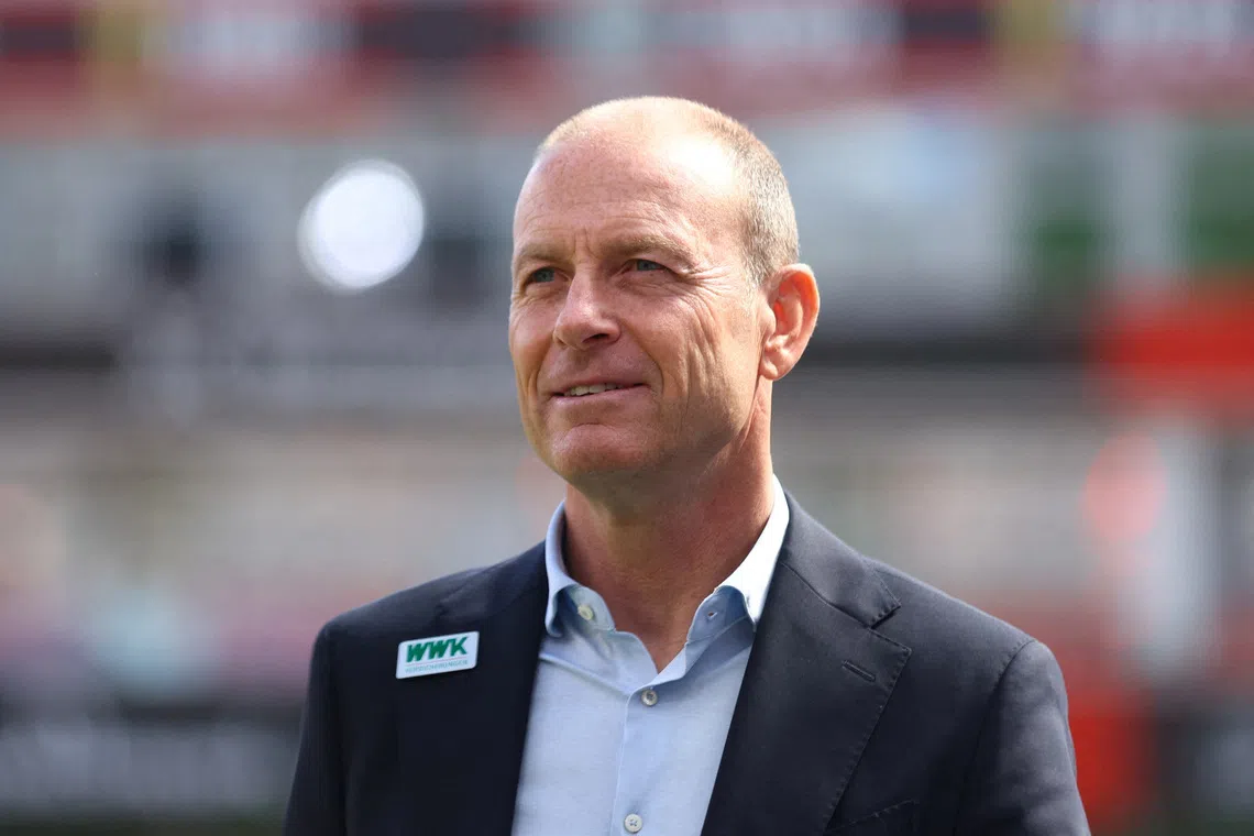 Soccer Football - Bundesliga - Bayer Leverkusen v FC Augsburg - BayArena, Leverkusen, Germany - April 26, 2025 FC Augsburg coach Jess Thorup is seen at the stadium before the match REUTERS/Thilo Schmuelgen