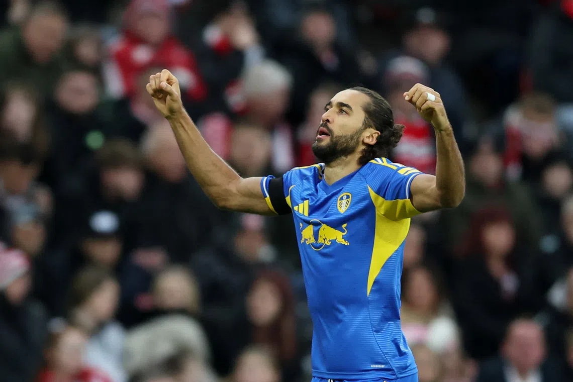 Soccer Football - Premier League - Sunderland v Leeds United - Stadium of Light, Sunderland, Britain - December 28, 2025 Leeds United's Dominic Calvert-Lewin celebrates scoring their first goal REUTERS/Scott Heppell